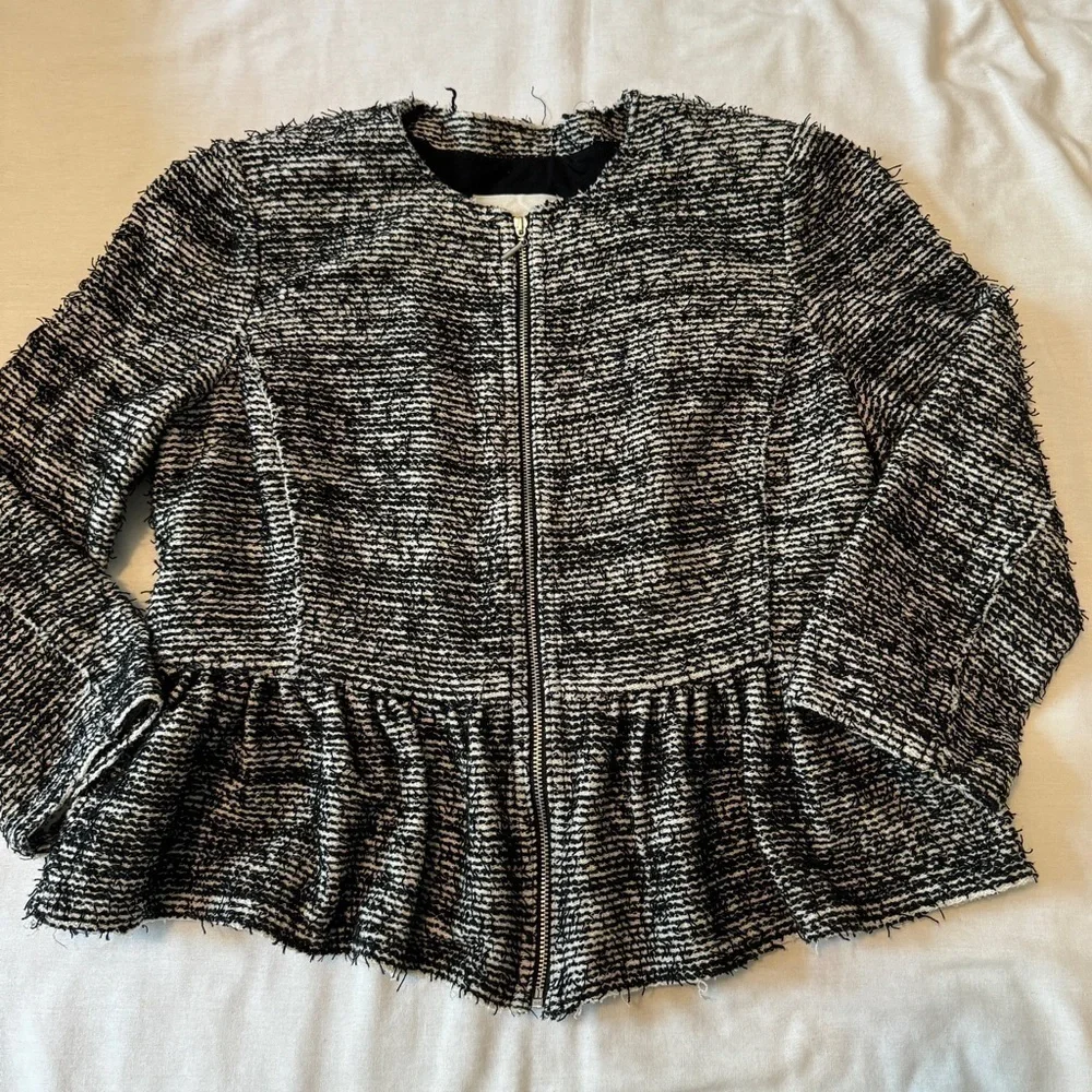 Rebecca Taylor 2 / XS Black Tweed Peplum Blazer Jacket ~ Business Casual